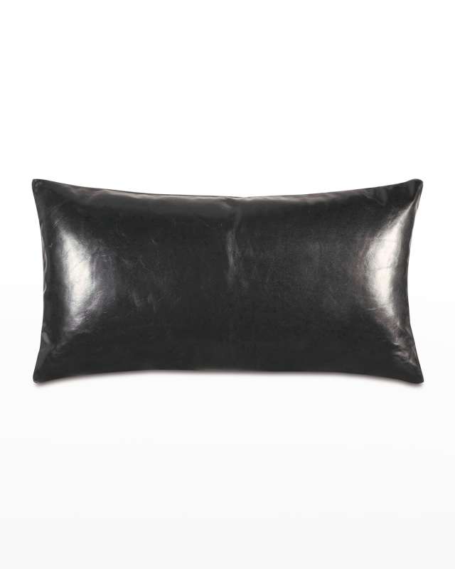 Tudor Leather Decorative Pillow In Onyx